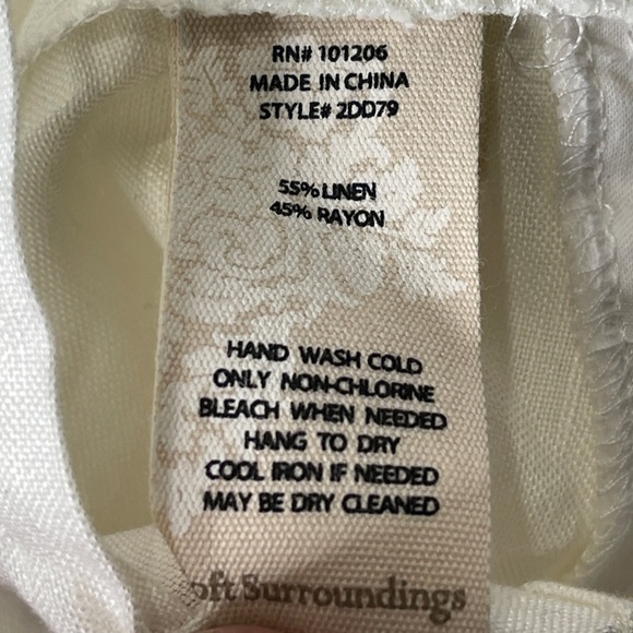 Soft Surroundings Sally Linen Blend White Button Up Shirt Size Medium NEW - Picture 5 of 5
